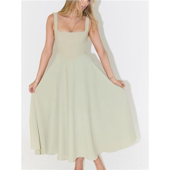 Square Neck Sleeveless Midi Dress - Picture 7 of 12